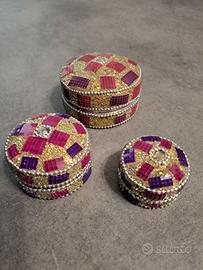set scatole decorative rotonde con micro-mosaici