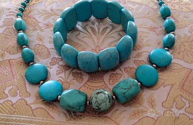 Parure collana e bracciale bijoux turchesi
