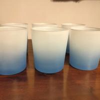 bicchieri in vetro satinato azzurro 