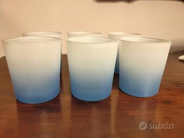 bicchieri in vetro satinato azzurro 