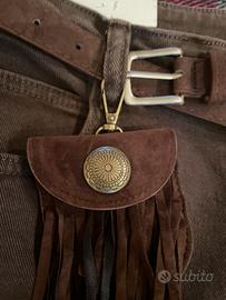 Porta monete da cintura scamosciato con frange