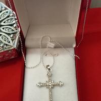 Girocollo cm45 Argento 925 con croce con zirconi 
