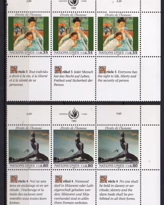 O.N.U. Ginevra 1989/91 Dichiarazione diritti  MNH
