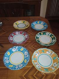 set 6 piatti da frutta/dolce ceramica Vietrese 