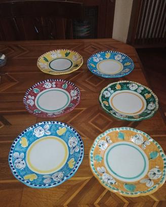 set 6 piatti da frutta/dolce ceramica Vietrese 