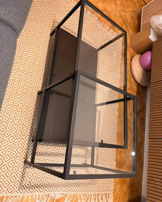 Set 2 tavolini ad incastro marrone/nero