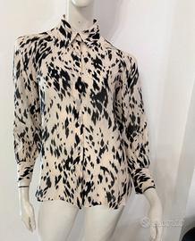 MASSIMO DUTTI Camicia beige nera fantasia