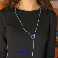 Collana Cuore nell'Oceano blu Lunga Artigianale