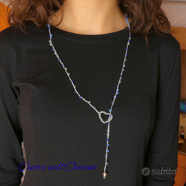 Collana Cuore nell'Oceano blu Lunga Artigianale