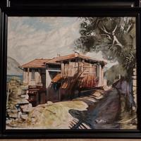 dipinto ad olio G.Mattei lago  di iseo