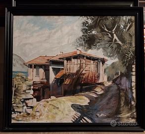 dipinto ad olio G.Mattei lago  di iseo