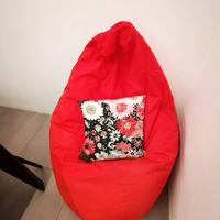 Pouf a sacco rosso + cuscino Ikea in tinta