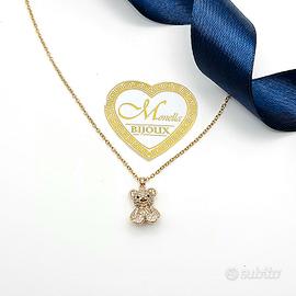 Collana Orsetto dorato con brillantini donna
