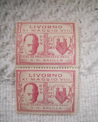 Francobollo per visita di Mussolini a Livorno 1930