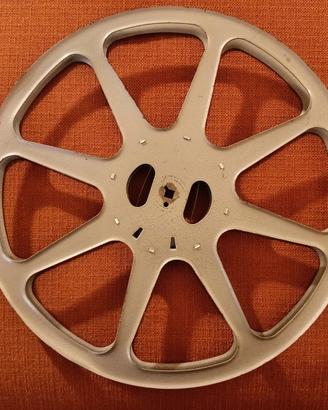Bobina cinematografica vintage in metallo 16mm