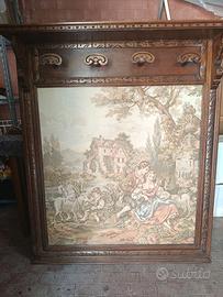 Appendiabiti da muro con arazzo metà del '900