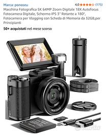 Macchina Fotografica 5K 64MP Zoom 18X Autofocus