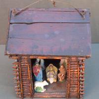 ANTICO PRESEPE CON CAPANNA