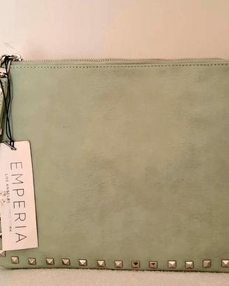 Pochette EMPERIA verde salvia con borchie –