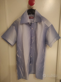 Camicia uomo man stile tg.M celeste con fantasie