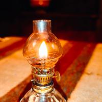 Lampada a olio in miniatura vintage in Vetro con c