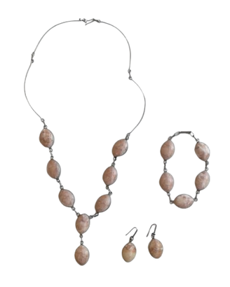 Set collana bracciale orecchini - Onice -Rosa-Nero
