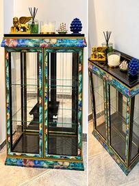 Vetrinetta decorativa in vetro con finiture dorate