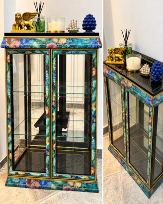 Vetrinetta decorativa in vetro con finiture dorate
