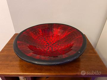 Ciotola/Centrotavola in Mosaico di Vetro Rosso