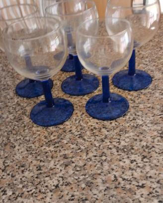 SET 6 CALICI VINO - GAMBO BLU COBALTO*