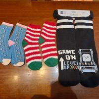 Set 3 paia di calze (Natalizie, Gamer antiscivolo