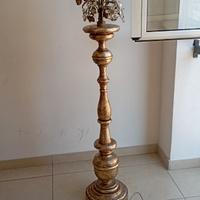 Lampada legno dorato e ferro e vetro