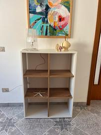 Libreria bianca ripiani legno