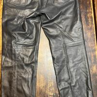 pantaloni in vera pelle nera vintage
