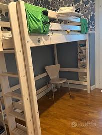 Letto soppalcato Flexa bianco in legno massello