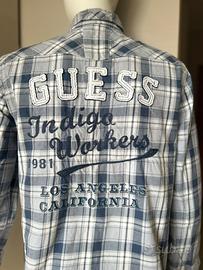 Camicia Guess a quadri azzurra uomo M