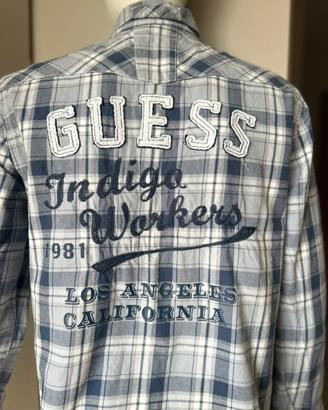 Camicia Guess a quadri azzurra uomo M