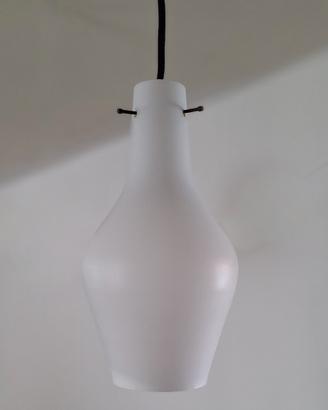 Lampada a sospensione in vetro opalino, anni '70