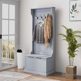 NUOVO cassapanca appendi abiti mobile ingresso gri