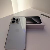 Iphone 15 pro max 512 silver bianco completo