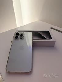 Iphone 15 pro max 512 silver bianco completo