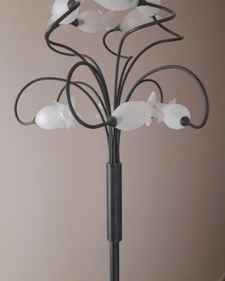 Piantana Perenz acciaio brunito con fiori di vetro
