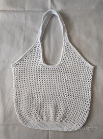 Borsa a rete uncinetto bianca 