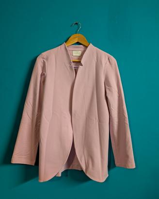 Giacca lunga in maglia rosa