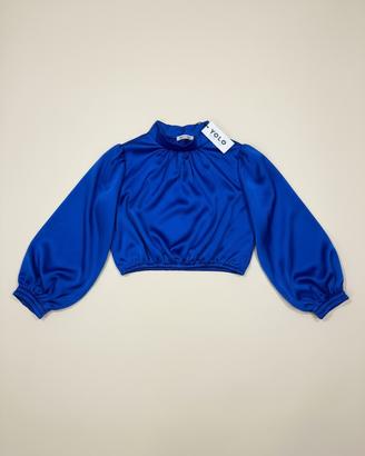 Blusa Cropped Blu Elettrico Satinata