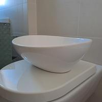 Bacinella d'appoggio lavabo ovale in ceramica 41x3