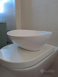 Bacinella d'appoggio lavabo ovale in ceramica 41x3