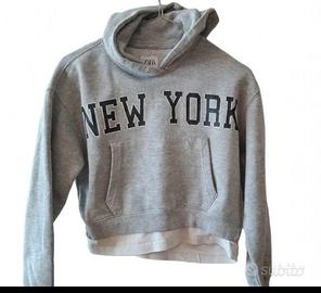 Felpa ZARA Bambina 9/10 anni grigia New York