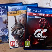Horizion zero down + The witcher 3 + Gran Turismo