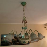 Lampadario ferro battuto 5 luci stile shabby chic